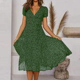 A-Line Dress with a V-Neck and Flowing Skirt | Perfect for Fall