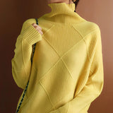 Women's Checkered Round-Neck Sweater | Soft Polyester
