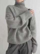 Chic and cozy linen turtleneck sweater for winter