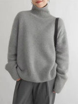 Chic and cozy linen turtleneck sweater for winter