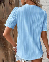 Elegant lace ladies' blouse with V-neck - Fleur