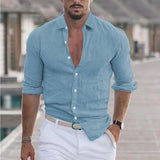 Linen Men's Shirt with Turn-Down Collar