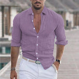 Linen Men's Shirt with Turn-Down Collar