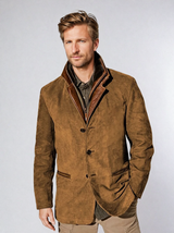 Men's Tailored Wool Blend Jacket with Stand-Up Collar