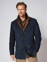 Men's Tailored Wool Blend Jacket with Stand-Up Collar