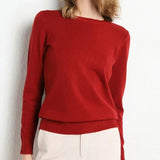Cashmere sweater with classic neckline for the autumn season