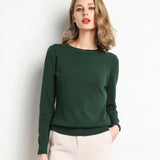 Cashmere sweater with classic neckline for the autumn season