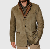 Men's Tailored Wool Blend Jacket with Stand-Up Collar