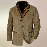 Men's Tailored Wool Blend Jacket with Stand-Up Collar
