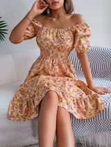 Floral Dress with Square Neckline, Ruffles, and High Waist | Perfect for Fall