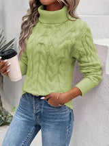 Turtleneck sweater in cable knit for women