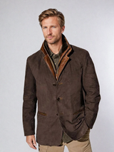 Men's Tailored Wool Blend Jacket with Stand-Up Collar