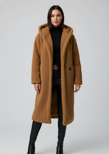 Women’s Long Teddy Coat Hooded Faux Fur Winter Coat