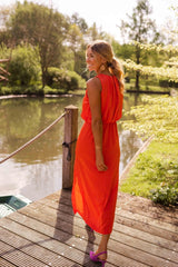 Sleeveless Midi Summer Dress with Slit
