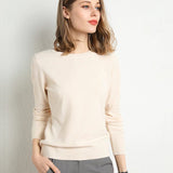 Cashmere sweater with classic neckline for the autumn season
