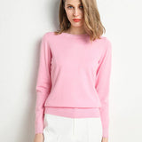Cashmere sweater with classic neckline for the autumn season