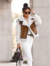 Asymmetric cardigan with zipper for women